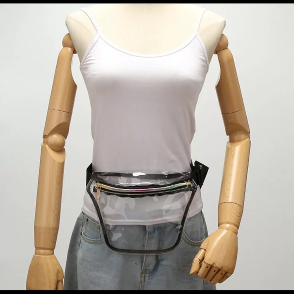 Clear transparent fanny pack. Rainbow zipper. - Picture 2 of 5